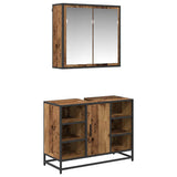 Bathroom Furniture Set with Door 2 pcs Old Wood Engineered Wood 3402459