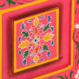 Sideboard Solid Mango Wood Pink Hand Painted 244839