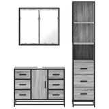 3 Piece Bathroom Furniture Set Grey Sonoma Engineered Wood 3301143