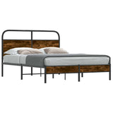 Bed Frame Without Mattress 140x200 cm Smoked Oak Engineered Wood 4100357