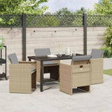 Garden Dining Set 5 pcs Beige Poly Rattan 3380614
