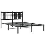 Metal Bed Frame without Mattress with Headboard Black 135x190cm 376323