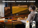 LED Light 'L' Computer Desk, with Shelves - Brown T3398P344502