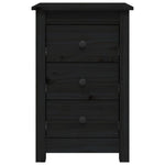 ZNTS Bedside Cabinet Black 40x35x61.5 cm Solid Wood Pine 813707