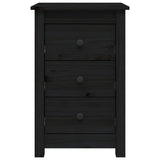 ZNTS Bedside Cabinet Black 40x35x61.5 cm Solid Wood Pine 813707