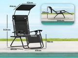 Zero Gravity Lounger Chair Set of 2, Folding Reclining Patio Chair with Shade Cover, Padded Seat, T3398P314688