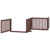 Dog Gate with Door Foldable 6 Panels Brown 480 cm Poplar Wood 3155689