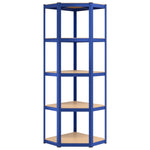 5-Layer Corner Shelf Blue Steel&Engineered Wood 152861