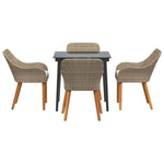 Garden Dining Set with Cushion 5 pcs Beige Poly Rattan 3261692