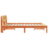 Bed Frame with Headboard Wax Brown 140 x 190 cm Solid Pine Wood 872784
