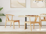 Dining Chair 2 pcs Natural Solid Rubber Wood 42020405
