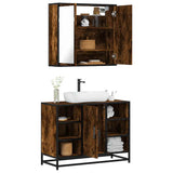 2 Piece Bathroom Furniture Set Smoked Oak Engineered Wood 3300912