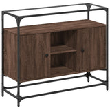 Sideboard with Glass Top Brown Oak 98x35x81 cm Engineered Wood 846073