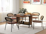 Six-Person Drop Leaf Dining Table - Rustic Brown/Black T3398P344822