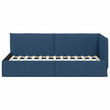 Corner Bed Frame with Headboard Blue 100 x 200 cm Velvet 42016478