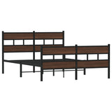 Metal Bed Frame without Mattress Brown Oak 150x200 cm King Size 3308476