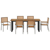 Garden Dining Set 7 pcs Grey Solid Acacia Wood 3365467