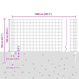 Fence with Posts Green 1 x 10 m Steel 3335999