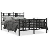 Metal Bed Frame without Mattress with Footboard Black 140x190cm 376342