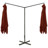 Double Garden Parasol with Steel Pole Terracotta 600x300 cm 312559