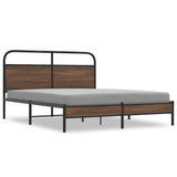 Bed Frame without Mattress 150x200 cm King Size Brown Oak Engineered Wood 4100466