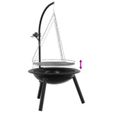 Fire Pit with Adjustable Grill Grate 55.5 x 107.5 cm Steel 42037872