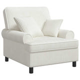 XL Armchair with Cushions Cream 1.5 Lines Fabric 42043478