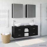 Bathroom Cabinet Set 5 pcs Black Oak Engineered Wood 3406688