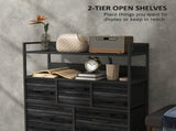 Rustic Chest of Seven Fabric Drawers - Black T3398P342220