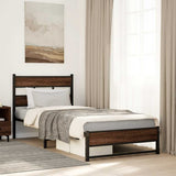 Metal Bed Frame without Mattress Brown Oak 100x200 cm 4017321