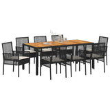 Garden Dining Set 9 pcs Black Poly rattan 3334906
