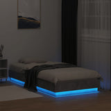 Bed Frame without Mattress with LED Lights Concrete Grey 75x190 cm Small Single 839549