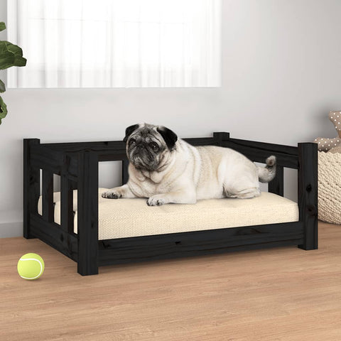 ZNTS Dog Bed Black 65.5x50.5x28 cm Solid Wood Pine 820191