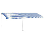 Manual Retractable Awning with LED 600x350 cm Blue and White 3069681