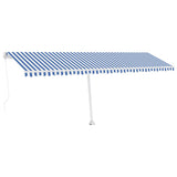 Manual Retractable Awning with LED 600x350 cm Blue and White 3069681