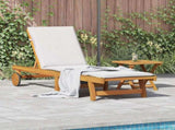 Wheeled Sun Lounger with Table Solid Wood Acacia 3325199