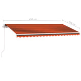 ZNTS Manual Retractable Awning with LED 450x350 cm Orange and Brown 3069645