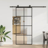 Sliding Door with Hardware Set Black 90x205 cm ESG Glass 3375864