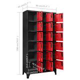 Locker Cabinet Anthracite and Red 90x40x180 cm Steel 339833