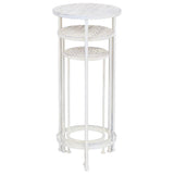Plant Stand Set 3 Pieces Vintage Style Metal Antique White 245937