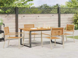 Garden Dining Set 5 pcs Beige Solid Acacia Wood 3365456