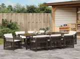 Garden Dining Set 9 pcs Brown Powder-Coated Steel 3380660