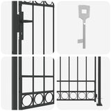 Fence Gate Grey 102 x 200 cm Steel 42008887