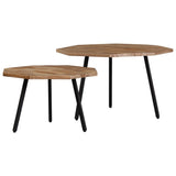 ZNTS 2 Piece Coffee Table Set Hexagon Reclaimed Teak 246097
