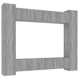 ZNTS 8 Piece TV Cabinet Set Grey Sonoma Engineered Wood 3114236