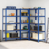 3 Piece 5-Layer Shelves Set Blue Steel&Engineered Wood 3307614
