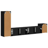 TV Cabinet Set Wall-mounted 3 pcs Black Engineered Wood 3409016