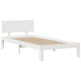 Bookcase Bed without Mattress White 135x190 cm Double Solid Wood Pine 3322627