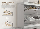 Slim Shoe Cabinet, Shoe Cabinet with 4 Drop-Down Drawers, 105W x 24D x 82.5H cm, White T3398P554108