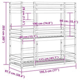 Triple Bunk Bed without Mattress White 90x190 cm Single Solid Wood Pine 3284258